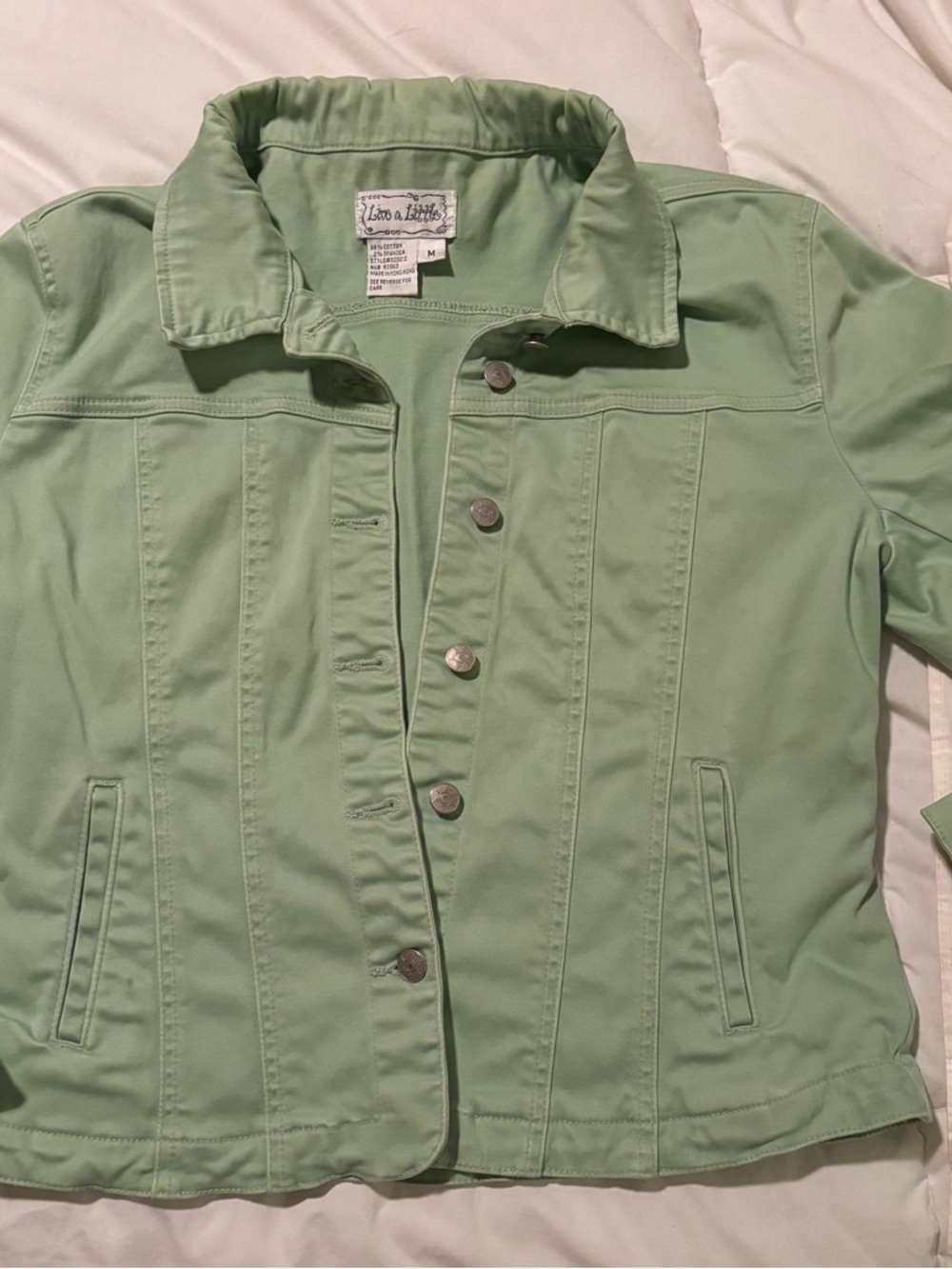 Live a Little Mint Green Button-Front Jean Jacket